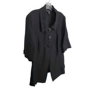 Lane Bryant Size 18 Jacket Button Fly Away Linen Blend Lagenlook Layer Black